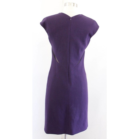 Emilio Pucci Purple Wool Blend Black Mesh Cutout Sheath Dress Size US 4 - Picture 7 of 8